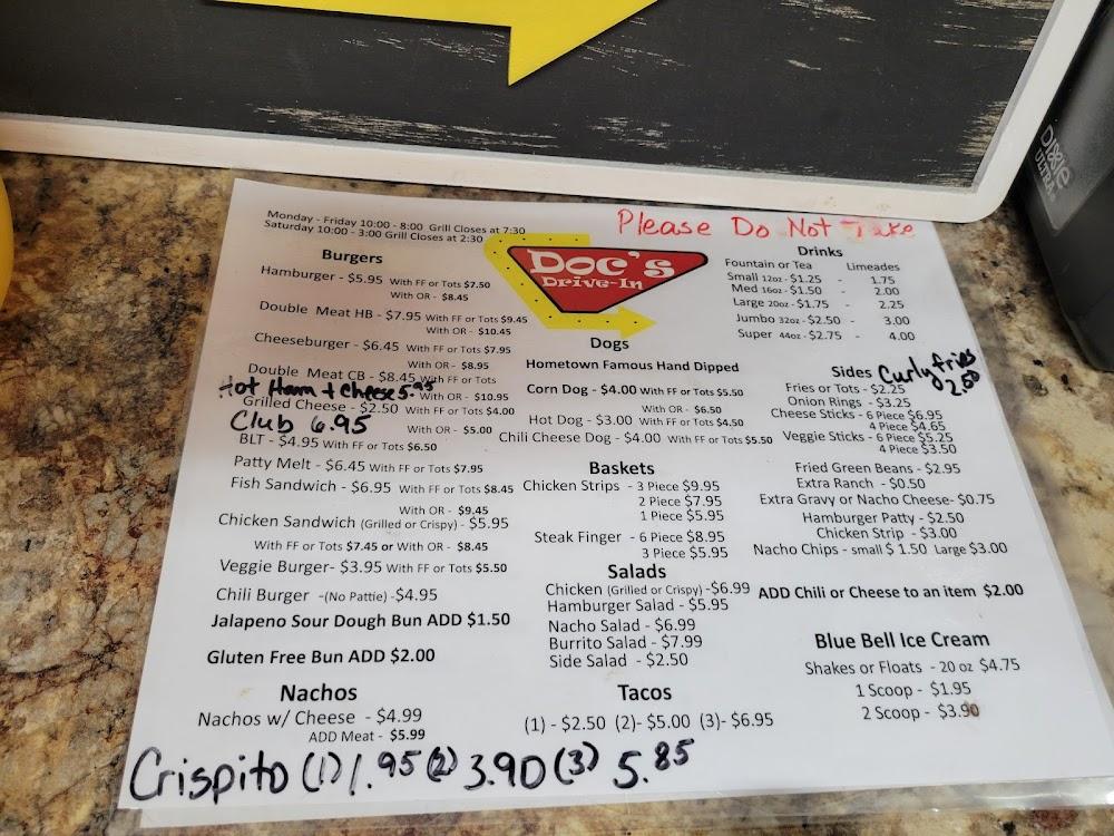 Doc's Drive-In Menu image 2